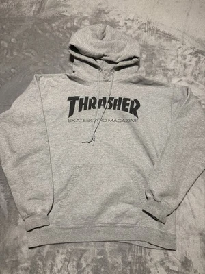Мужская толстовка с капюшоном Thrasher Magazine с логотипом графический пуловер маленький серый - Изображение 1 из 4