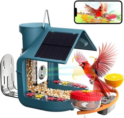 Bird Buddy Smart Bird Feeder With Camera Solar Powered Solar Roof - New - Image 1 of 4
