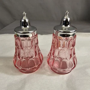 Vintage selten Fenton Kunst Glas Kolonial Rosa Daumenabdruck Salz & Pfefferstreuer - Bild 1 von 10