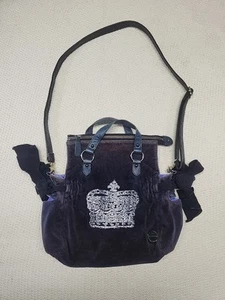 Y2K Juicy Couture Black Crown Tote Velour Bag - Picture 1 of 11