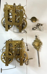 LaRose Clock Movement Parts LOT Keys Pendulum Brass Unadjusted No Jewels - Picture 1 of 24