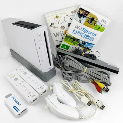 Nintendo Wii Console Bundle 2 Controller 2 Nunchuk RVL-001 PAL Wii Sports HDMI - image 1 of 4
