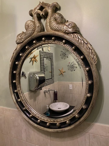 vintage Raschella mirror Fish Design Federal 30”x39” Novelty Silver Unique  Cover