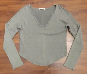 Free People Come And Get It Henley Waffle Knit Crop Top Boho Womens Size Small - Picture 1 of 12
