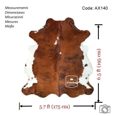 Cowhide Rug Tricolor High Quality Hair on Hide Size: Medium(M)AX140 - Image 1 of 4