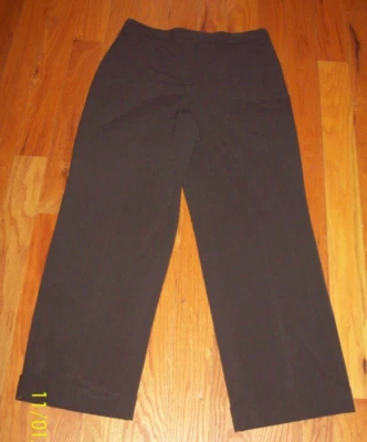 Pantalones de vestir Studio Works MARRÓN PUÑOS pierna ancha talla 12 cintura elástica 32 entrepierna 30" Foto 1 de 4