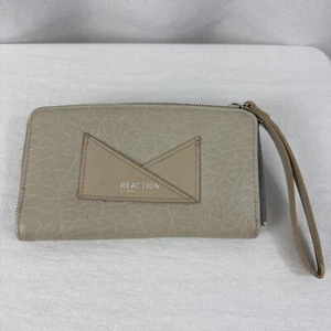 Kenneth Cole Reaction Beige Embossed Zip Around Credit Card Wallet - Picture 1 of 7