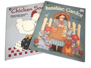 TWO Pat Olson Decorative Painting Pattern Book LOT Sunshine Garden Chicken Soup - Picture 1 of 5