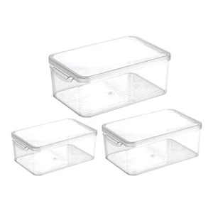 3 Pcs Refrigerator Storage Box Clear Fridge Organizer Bins Freezer Containers - Picture 1 of 12