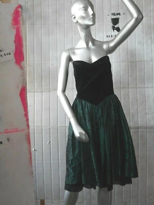 Nicowa W. Germany 80er Kleid 38 schwarz Samt TRUE VINTAGE 80s dress Xmas nye S - Bild 1 von 4