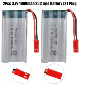 2Pcs 3.7V 1800mAh 25C Lipo Battery JST Plug USB Charger for Quadcopter RC Drone - Picture 1 of 8