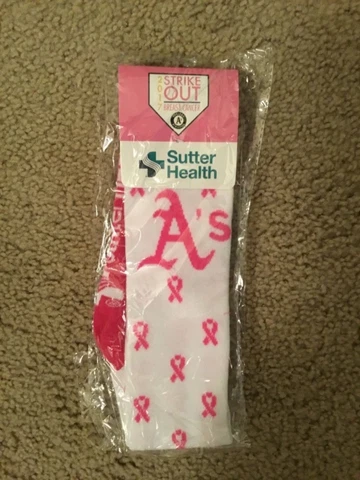 Athletics A's STRIKE OUT BREAST CANCER AWARENESS SOFTBALL SOCKS MOTHERS DAY NEW Cover
