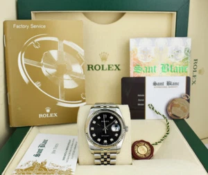 ROLEX 18kt White Gold SS Datejust 36mm Black Jubilee Diamond 116234 - SANT BLANC - Picture 1 of 7