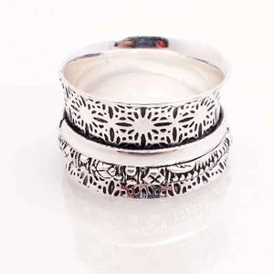 925 Versilbert Handmade Schmuck Geschenk Spange Angst Ringgröße US 7 R-12162 - Bild 1 von 3