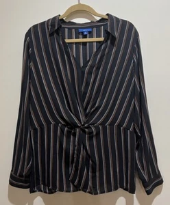 Apt 9 Style At Work Black/Brown Stripe Tunic ~ Size X-Large ~ New With Tags - Picture 1 of 9