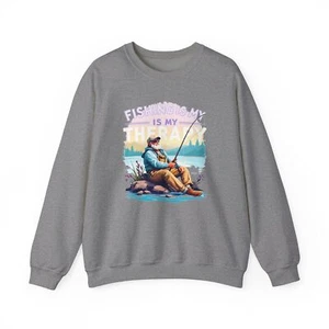 Fishing Is My Therapy Sweatshirt - Outdoor Adventure Fishing Apparel - Picture 1 of 5