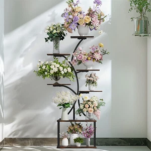 8 Pots Plant Stand Shelf Multiple Potted Plant Holder for Window Patio Balcony - Picture 1 of 12