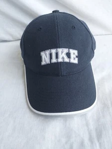 Vtg Nike Baseball Hat Mens Embroidered Letters 100% Wool Black Strapback Cap - Picture 1 of 7