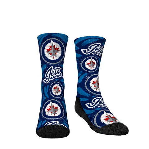 Youth Rock Em Socks Winnipeg Jets Allover Logo & Paint Crew Socks Cover
