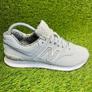 New Balance 574 Luxe Reptile Womens Size 8.5 Gray White Athletic Shoes Sneakers - Picture 1 of 14
