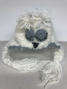 Newborn Baby Photography Prop Boy Girl Crochet Sleepy Owl Infant Hat White - Picture 1 of 2