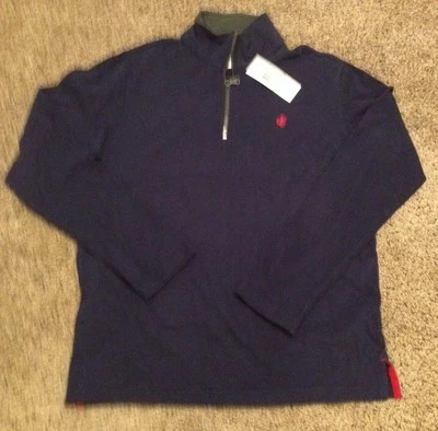 NUEVO CON ETIQUETAS Para hombres CAMISA JERSEY MANGA LARGA STAFFORD PREP CREMALLERA, Azul Marino, Talla Pequeña Foto 1 de 4