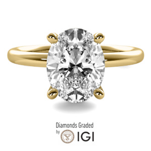 Bague de fiançailles en diamant cultivée en laboratoire certifiée IGI 2,00 carats F VS1