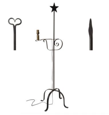 WROUGHT IRON FLOOR LAMP - Adjustable "Quilter's Lamp" with Finial Choice - Image 1 of 4