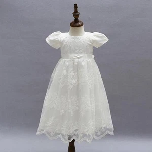 Vintage Baby Girl Baptism Dress Ivory Embroidery Toddler Christening Lace Gown - Picture 1 of 8