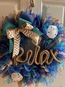 Welcome Summer Beach Relax Front Door Wreath Handmade Deco Mesh Decor - Picture 1 of 4