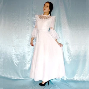 Trompetenärmel Tüll Brautkleid* XS * Hochzeitskleid* Vintage Ballkleid Maxikleid - Bild 1 von 5