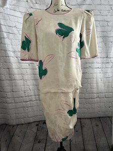 Flora Kung Dress Vintage Pure Silk Short Sleeve Dress Size 4 *flaw* - Picture 1 of 9