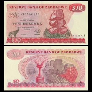 🇿🇼 Zimbabwe 10 Dollars 1994 TORCH P 3e CB Prefix Crisp Gem UNC - Imagen 1 de 5