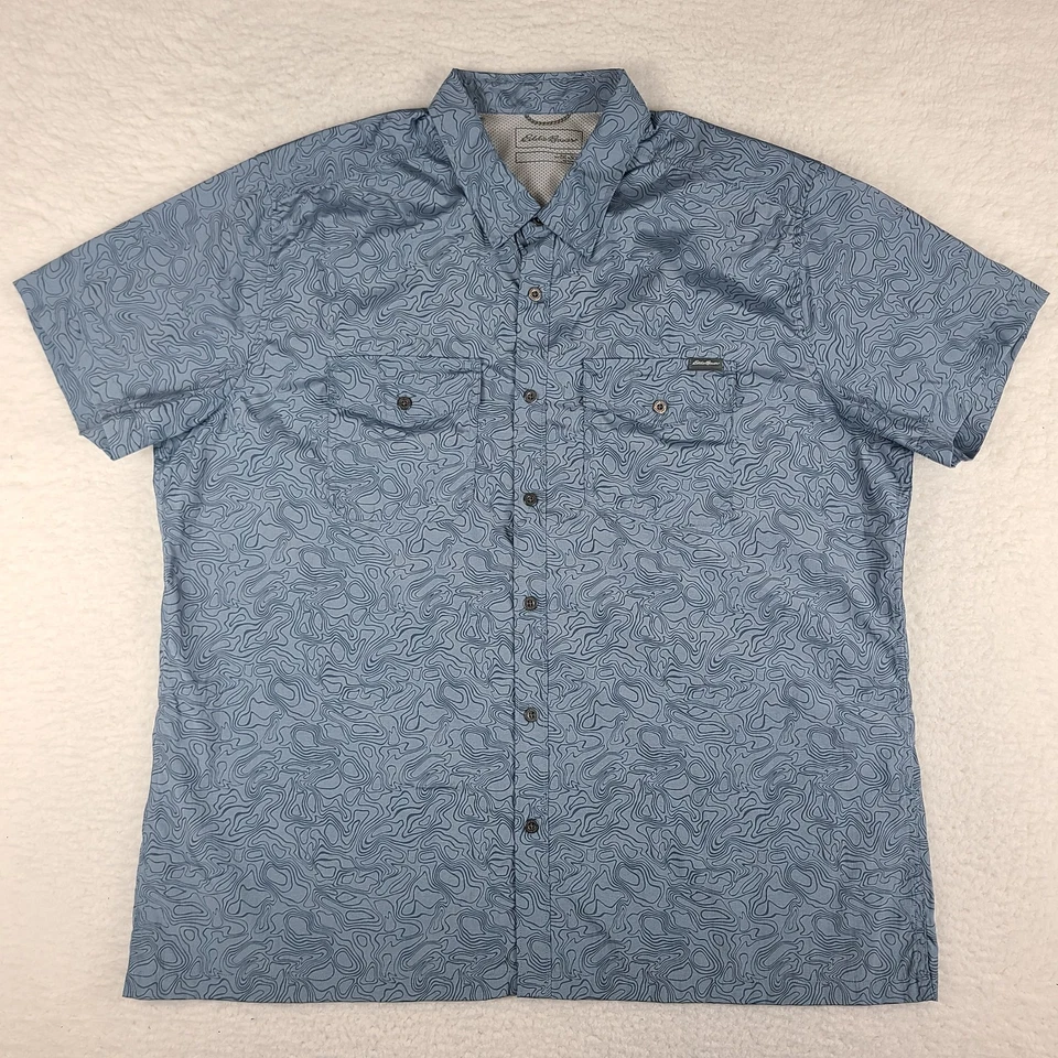 Eddie Bauer Shirt Mens 2XL XXL Blue Slim Vented Casual Outdoor Hiking Button Up - Image 1 of 4