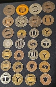 Lot 28 Transit Tokens From Various States - Picture 1 of 5