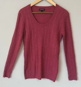 Express 100 % Kaschmir rosa Zopfmuster Pullover weich Gr. Large L schmale Passform neu ohne Etikett - Bild 1 von 8