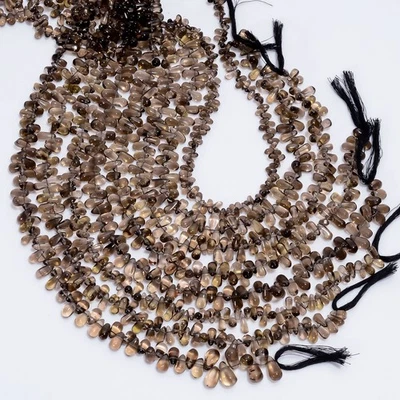 Contas lisas em forma de lágrima de quartzo esfumaçado 6X4 14X6mm 12,5" UGB847 - Imagem 1 de 4