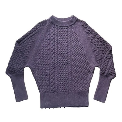 All Saints Dilone Sweater Womens Small Deep Purple Cable Knit Lambswool Cashmere - Image 1 of 4