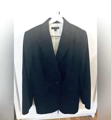 Blazer negro Banana Republic mezcla lana larga y magra para mujer talla 14 Foto 1 de 4
