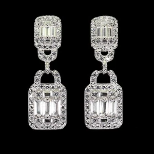 925 Sterling Silver Earrings Octagon Simulated Cz 5x3mm Gemstone Jewelry - Picture 1 of 14