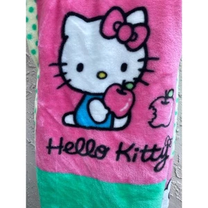 Hello Kitty Kawaii Wohndecke - weiches Sanrio Apfel Design - rosa & grün - - Bild 1 von 4