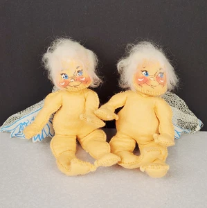 Annalee Mobilitee Puppe 1970 Engel blaue Flügel weiße Haare 7 Zoll Cherub biegbare Puppen - Bild 1 von 10