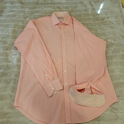 Camisa masculina tamanho XL Jack Stone laranja branca punho flip Thomas Dean carreira Preppy - Imagem 1 de 4