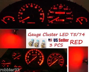 3x T5 5 SMD 3528 LED Gauge Cluster Shifter Light Bulb RED 74 w1.2w Honda - Picture 1 of 3