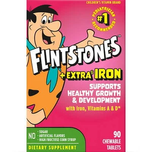 Flintstones Chewable Kids Vitamins w Iron, Multivitamin for Kids, 90 Ct - Picture 1 of 11