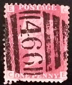 GB QV Penny Rojo 1858-79 1d Cartas CE PR007 Correo Registrado Gratis - Imagen 1 de 2