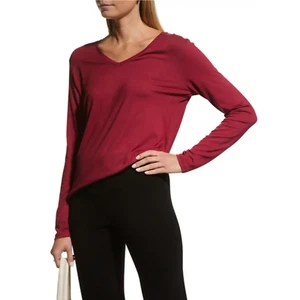 MAJESTIC FILATURES Sz 1 =XS Red Light Cotton Cashmere Long Sleeve Luxe Top NWT - Picture 1 of 9