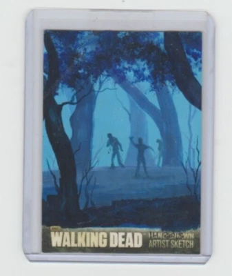 WALKING DEAD SEASON 3 PAINTED SKETCH CARD BY ACCLAIMED ARTIST INGRID HARDY  1/1! - Image 1 of 2