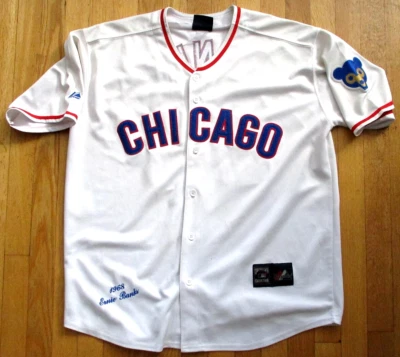 Camiseta deportiva de visitante Ernie Banks 1968 Majestic Cooperstown Collection XL Chicago Cubs usada en excelente estado Foto 1 de 4