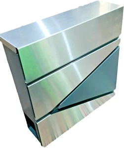 Letterbox Lockable Stainless Dark Grey Galvanized Post Mailbox Monument Triangle - Picture 1 of 6